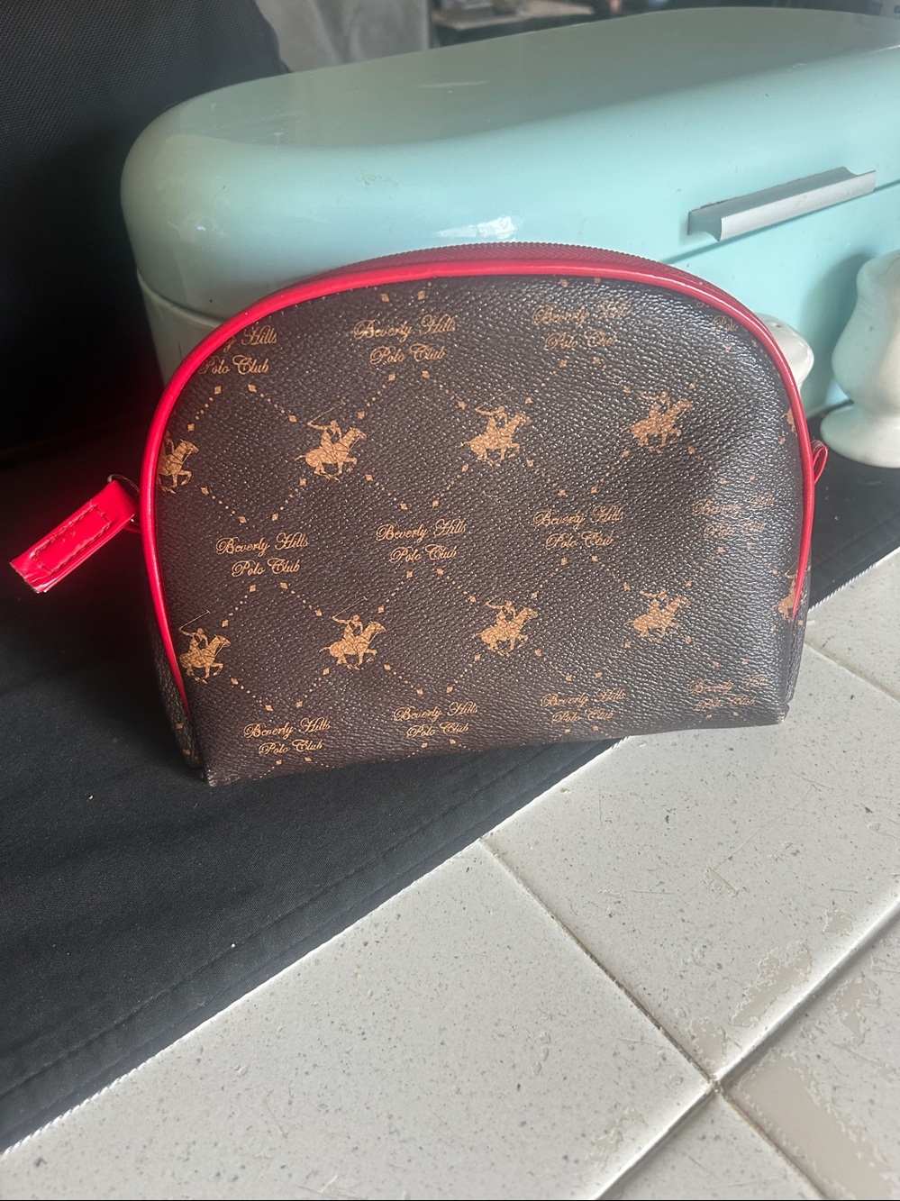 Brown and Pink Dome Cosmetic Pouch - Fashion Travel Makeup Bag